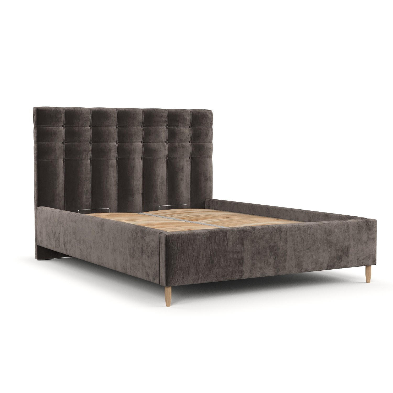 POLSTERBETT Soma 140/200 cm Braun im Lotta Stoff - Naturfarben/Braun, Holz/Holzwerkstoff (140/200cm) - AltaBeds