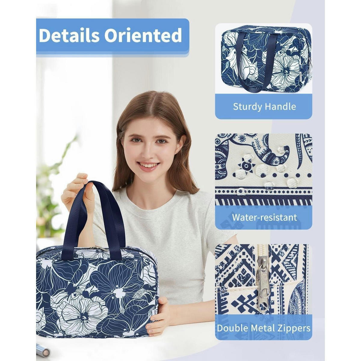KULTURBEUTEL Blau 30 x 20 x 12 cm - Multicolor, Textil (1/1/2cm)