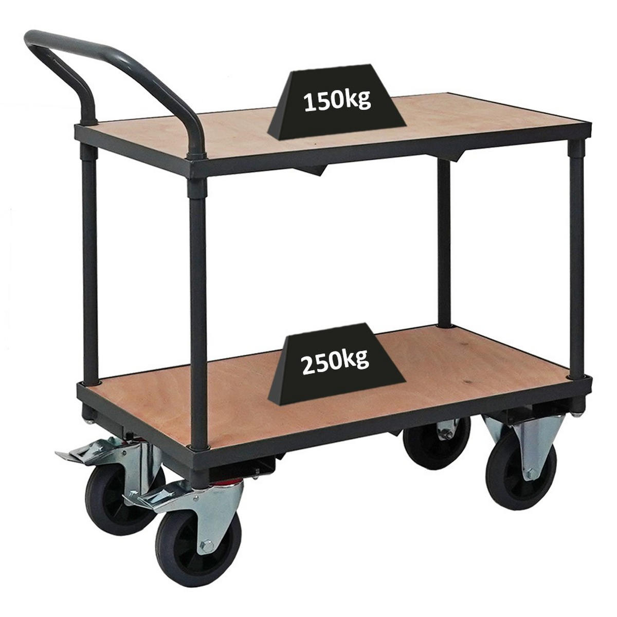 TISCHWAGEN mit 2 Etagen 95x50x97cm Traglast 400kg Grau - Grau, Metall (97/50/95cm) - PROREGAL