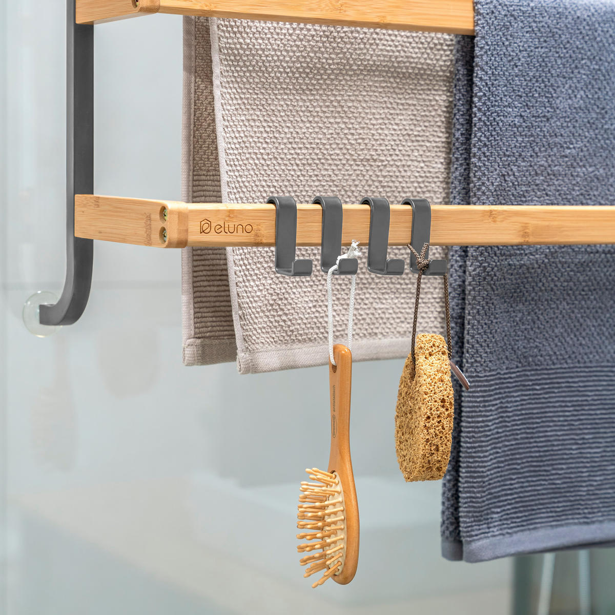 HANDTUCHHALTER für Glasduschwand grau - Grau, Metall (63.5/77.5/17cm) - eluno