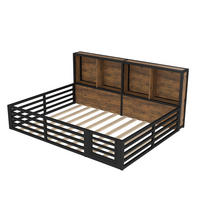 BODENBETT 140/200 cm DE-04530, mit Staufach und Brüstung in Schwarz - Schwarz, Holzwerkstoff/Metall (140/200cm) - ComfortXL