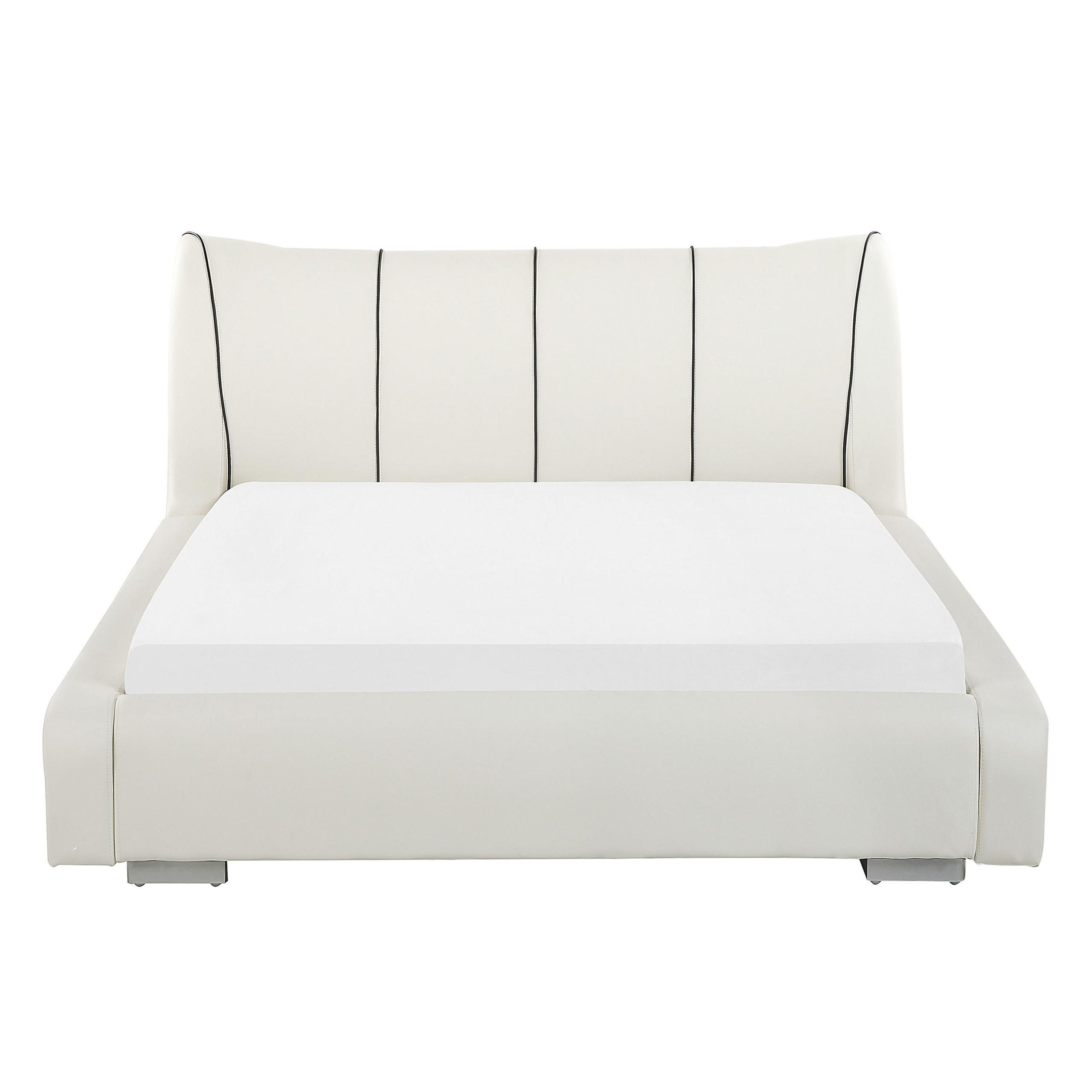 LEDERBETT 140/200cm Cremeweiß Nantes - Creme, Leder (140/200cm) - Beliani