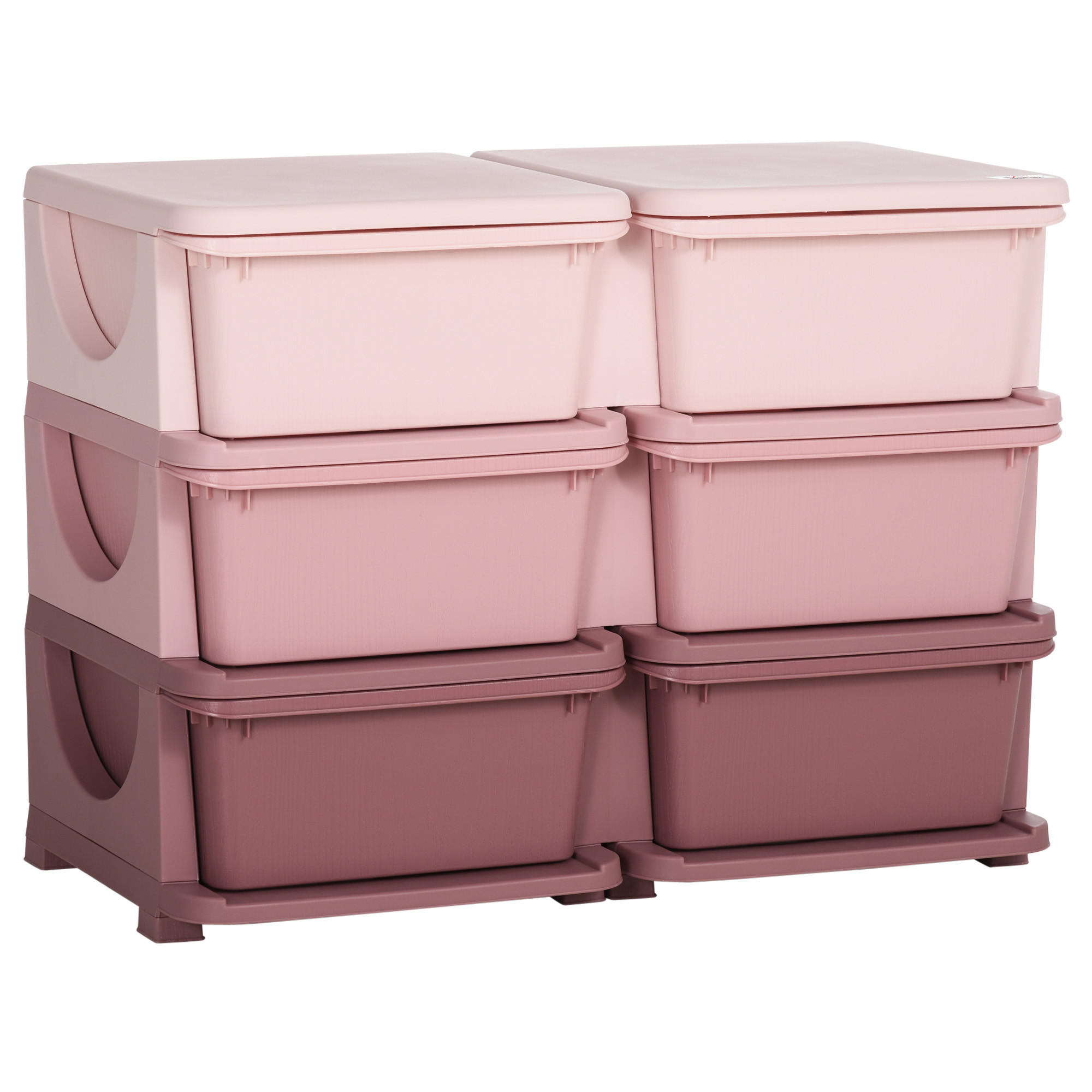 SCHUBLADENSCHRANK, Kunststoff, Rosa/Violett, 75L x 37B x 56,5H cm - Violett/Rosa, Kunststoff (37/56.5/75cm) - HOMCOM