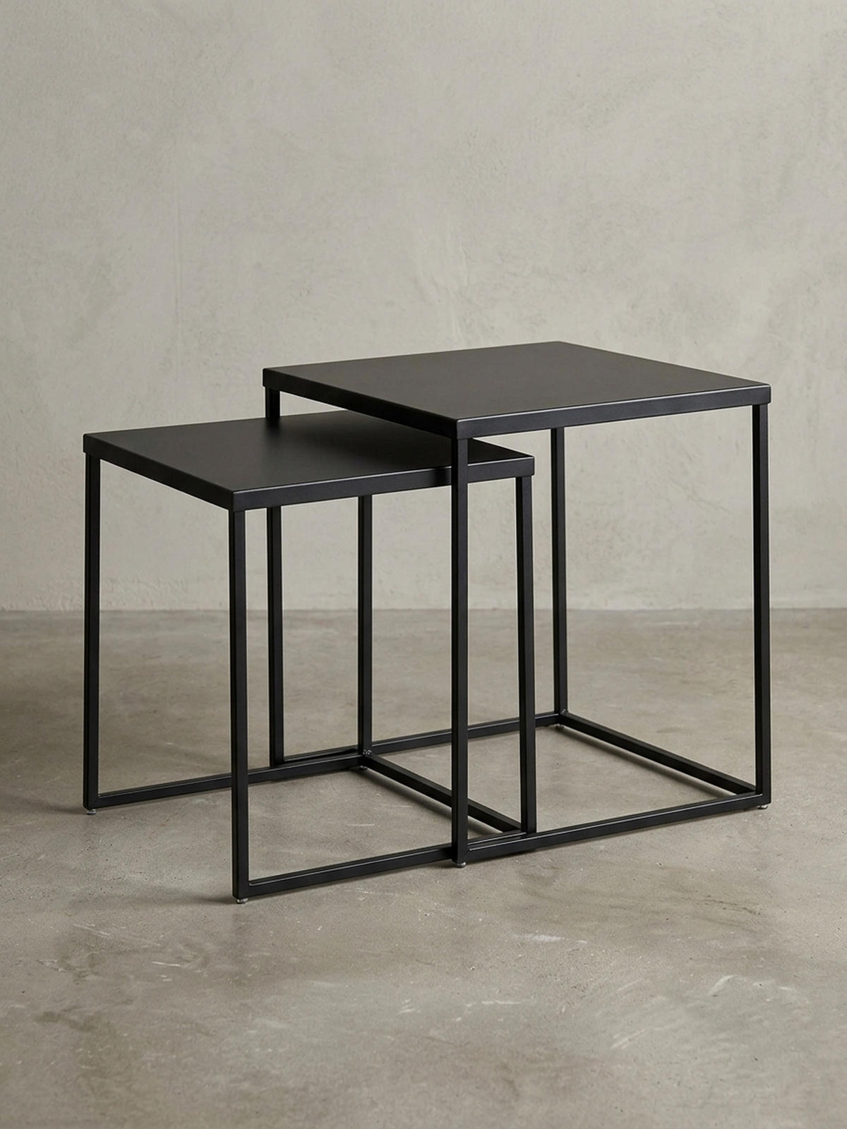 BEISTELLTISCH Set – 2-teilig Schwarz Stahl Industriestil mit Anti-Rutsch - Schwarz, Metall (40/40/45cm) - KADIMA DESIGN