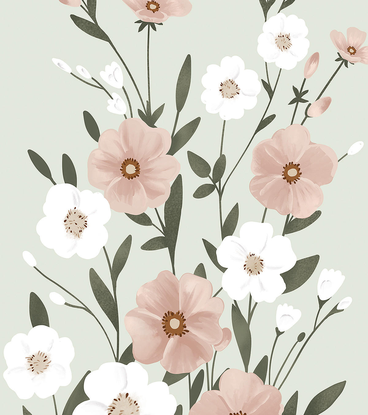 POSTER Eden Blumenstrauß 30 x 40 cm, grün/rosa - Pink/Pastellgrün, Papier (30/1/40cm) - Lilipinso