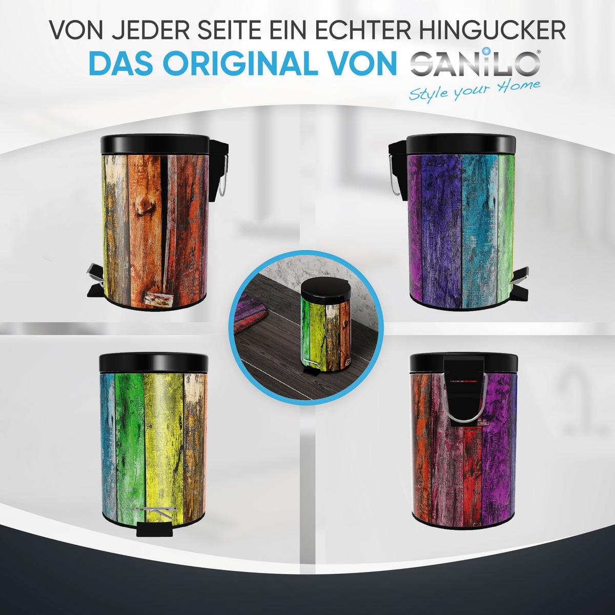 KOSMETIKEIMER Rainbow - Blau/Lila, Kunststoff/Metall (17/25/25cm) - Sanilo