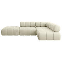 ECKSOFA modulares Sofa Favio-L1 - 285x190x70 cm Beige Velours - Beige, Holzwerkstoff/Textil (285/190cm) - ALTDECOR