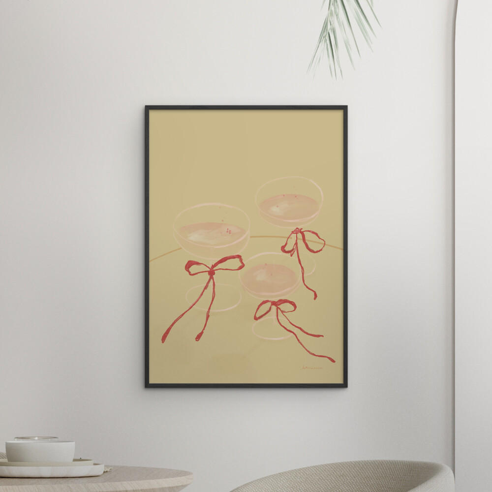 POSTER mit Rahmen Katharina Puritscher - Cheers to Us - Schwarz/Naturfarben, Holz/Papier (30/40cm) - Poster&Frame