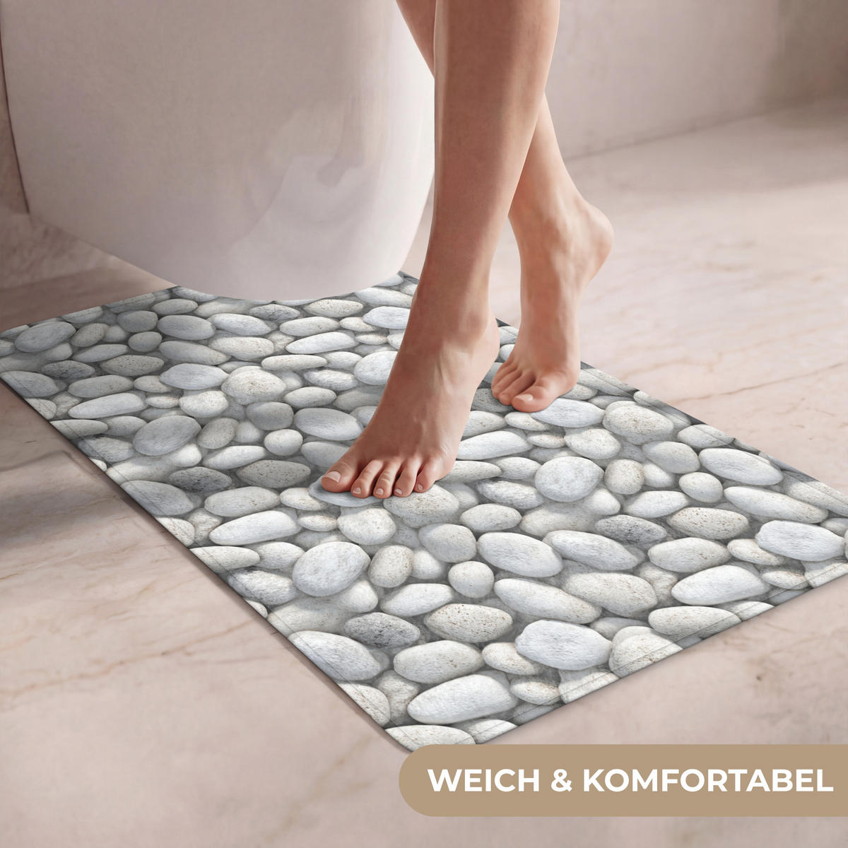 WC PŘEDLOŽKA Kameny - šedé - oválné 50x80 cm - světle šedá, textil/plast (50/1cm) - OnlyWow