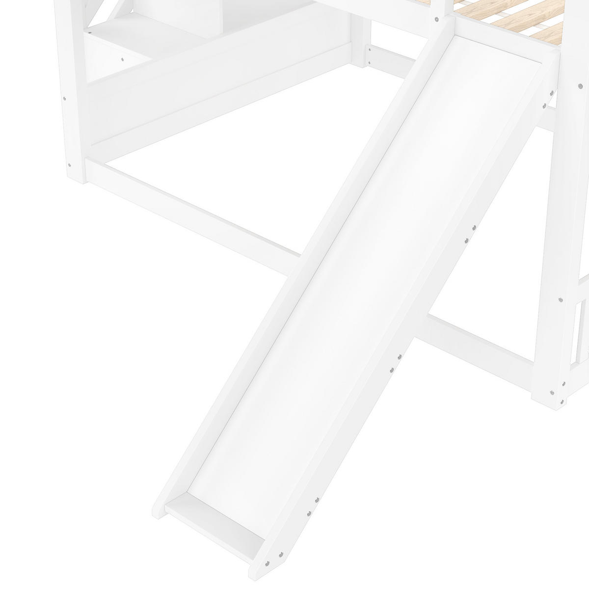 ETAGENBETT 140x200cm Weiß mit Stauraumtreppe und Rutsche Hausbett - Weiß, Holz (140/200cm) - FLIEKS