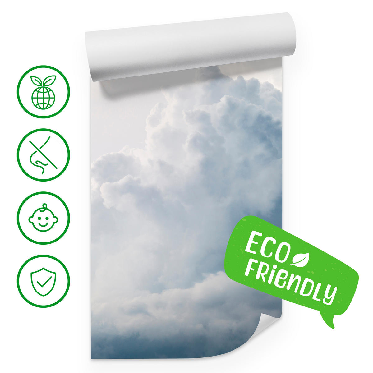 FOTOTAPETE für Schlafzimmer Regenschwül Himmel Wolken Sturm 200x140 - Weiß, Papier (200/140cm) - Muralo