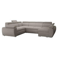 WOHNLANDSCHAFT Boston U, Seite: Rechts - 2R+R+2P+LC - Chromfarben/Greige, Holz/Textil (325/98/260cm) - MIRJAN24