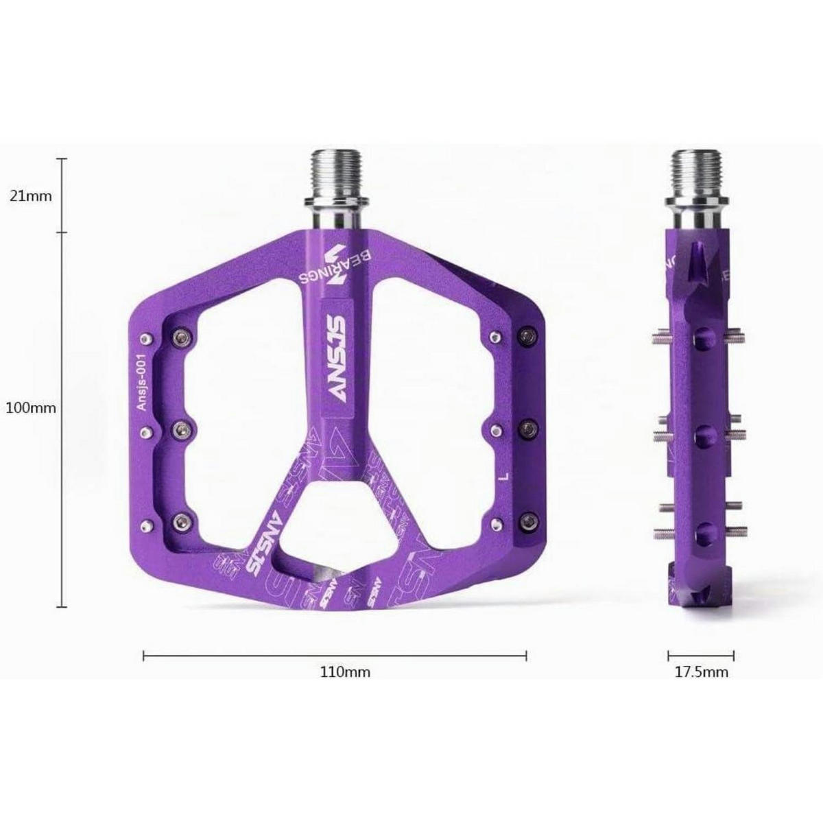 FAHRRADPEDALE Rennrad Aluminium Ultraleicht Antirutsch Violett - Violett, Metall (11/1.5/12.1cm)