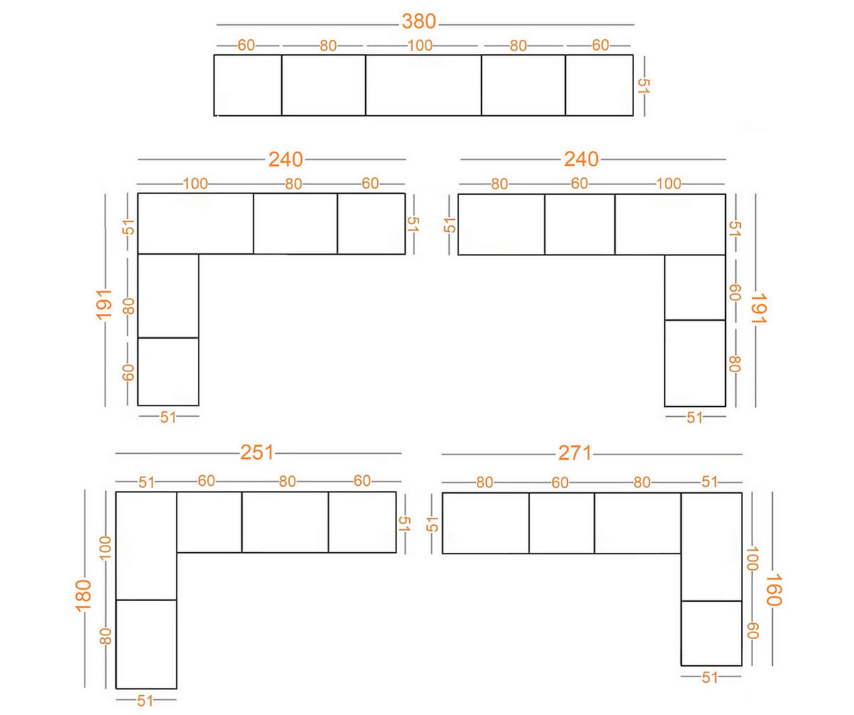 KLEIDERSCHRANK TRES SET S/B Weiß 380/206/51 cm - Weiß, Holzwerkstoff (380/206/51cm) - Marmex Möbel