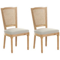 ŽIDLE sada 2 ks Dřevo Světle hnědá/Béžová Bonanza - světle hnědá, textil (53/97/57cm) - Beliani