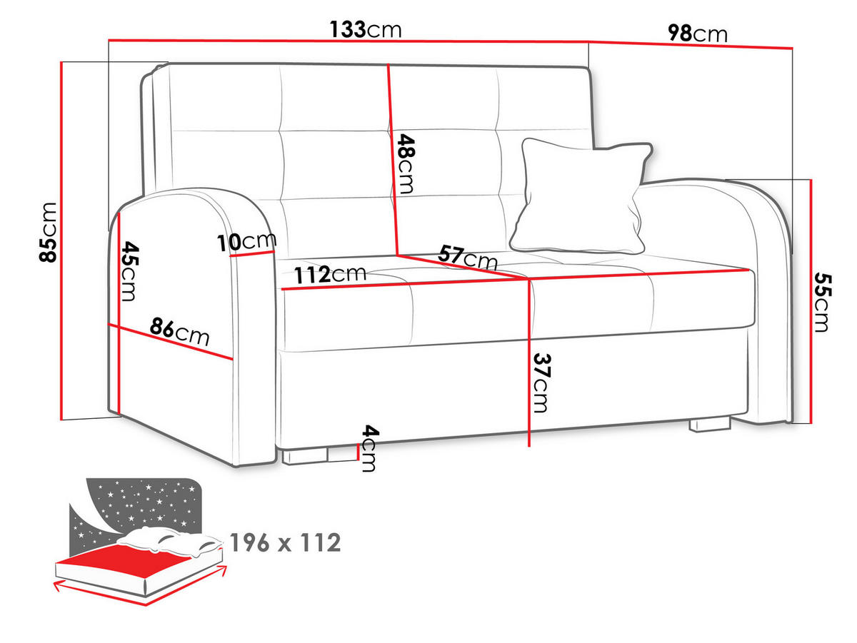 SCHLAFSOFA Viva Gold II - Braun/Grau, Holz/Textil (133/85/98cm) - MIRJAN24
