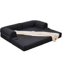 SCHLAFSOFA Cordstoff, 2-in-1 Klappsofa, 2-Sitzer, Sofabett 190×156 cm, Schwarz - Schwarz, Textil (190/65/78cm) - LVHOM