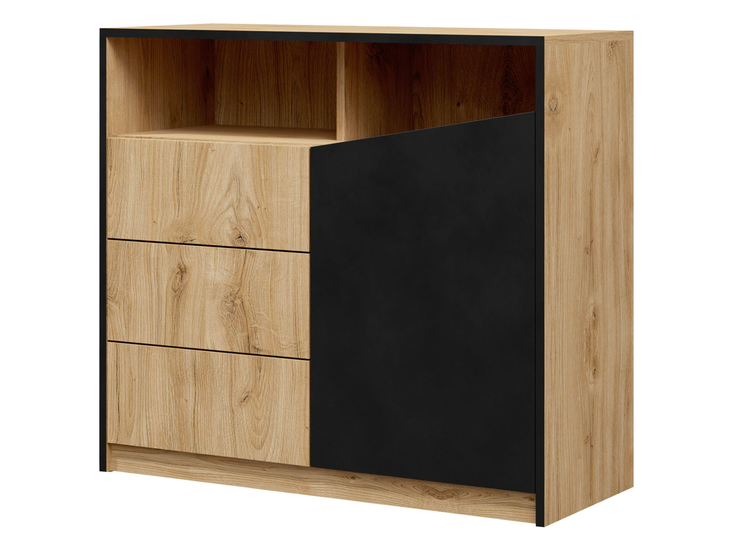 KOMMODE Aston 05 - Eichefarben/Schwarz, Holzwerkstoff (100/91/41cm) - MIRJAN24