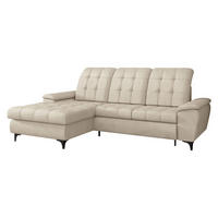 ECKSOFA Crystal, Seite: Links - Beige/Schwarz, Holz/Textil (260/182cm) - MIRJAN24