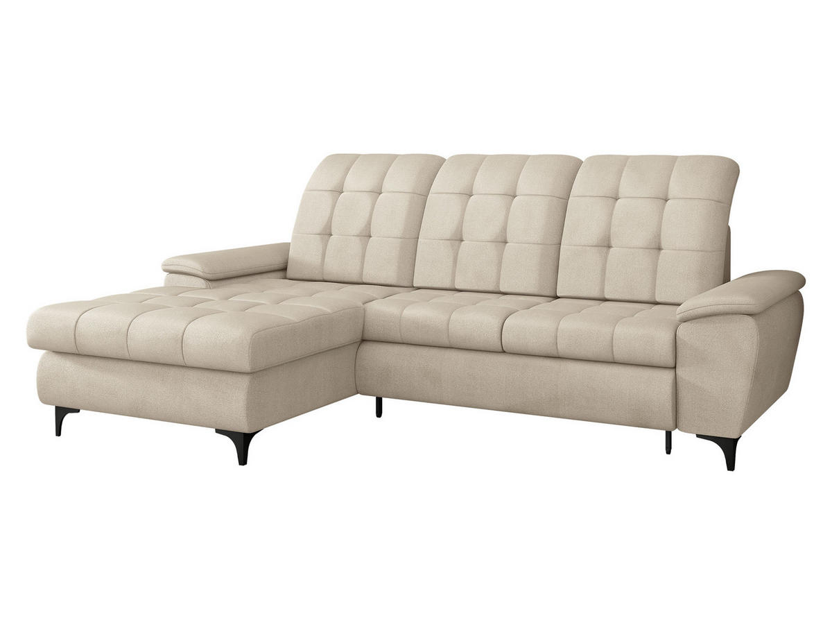 ECKSOFA Crystal, Seite: Links - Beige/Schwarz, Holz/Textil (260/182cm) - MIRJAN24
