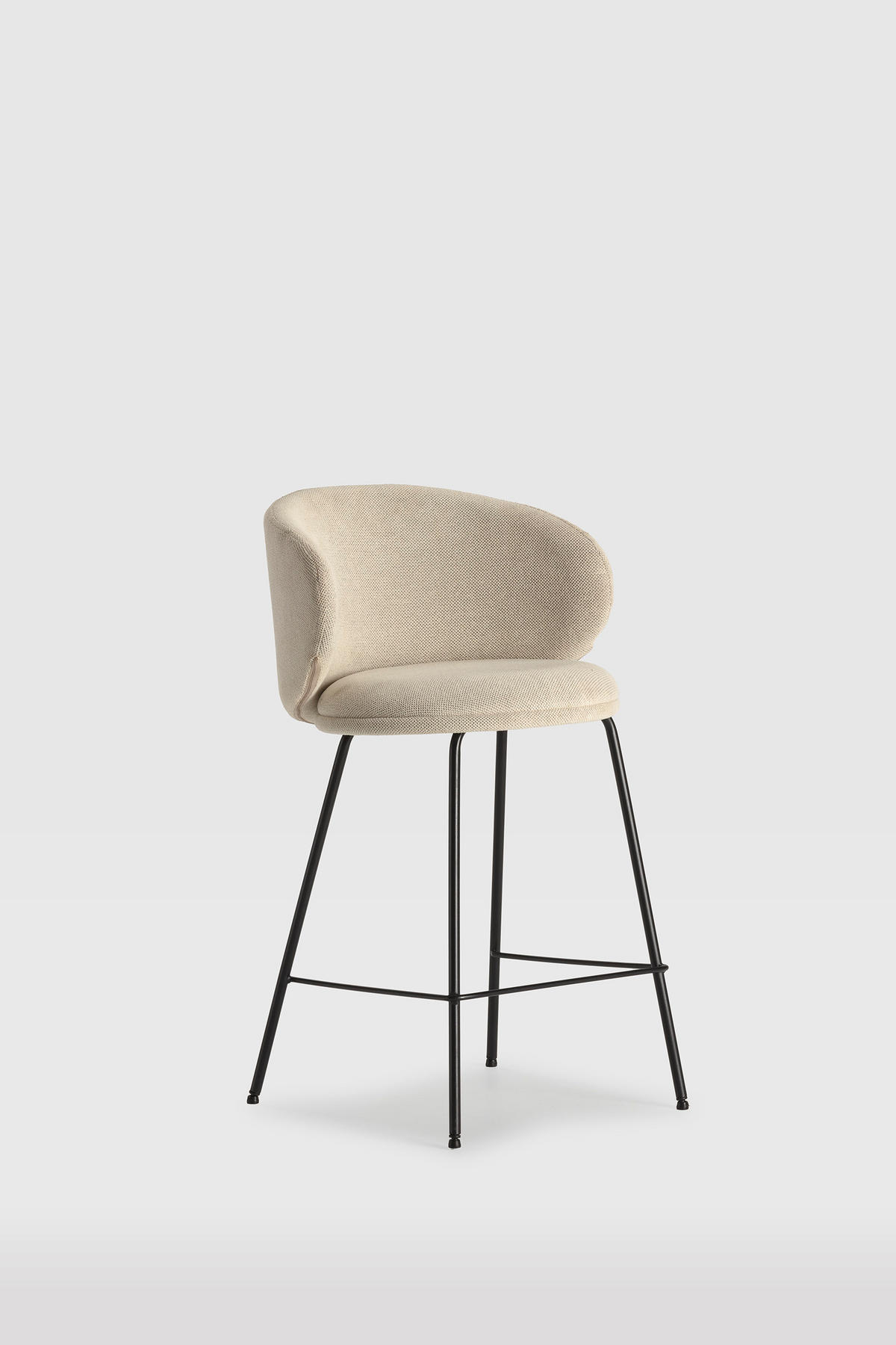 BARHOCKER (Set aus 2) aus Stoff mit schwarzen Metallbeinen - rush 56/53/65 cm - Beige, Textil (53/65/56cm) - Drawer