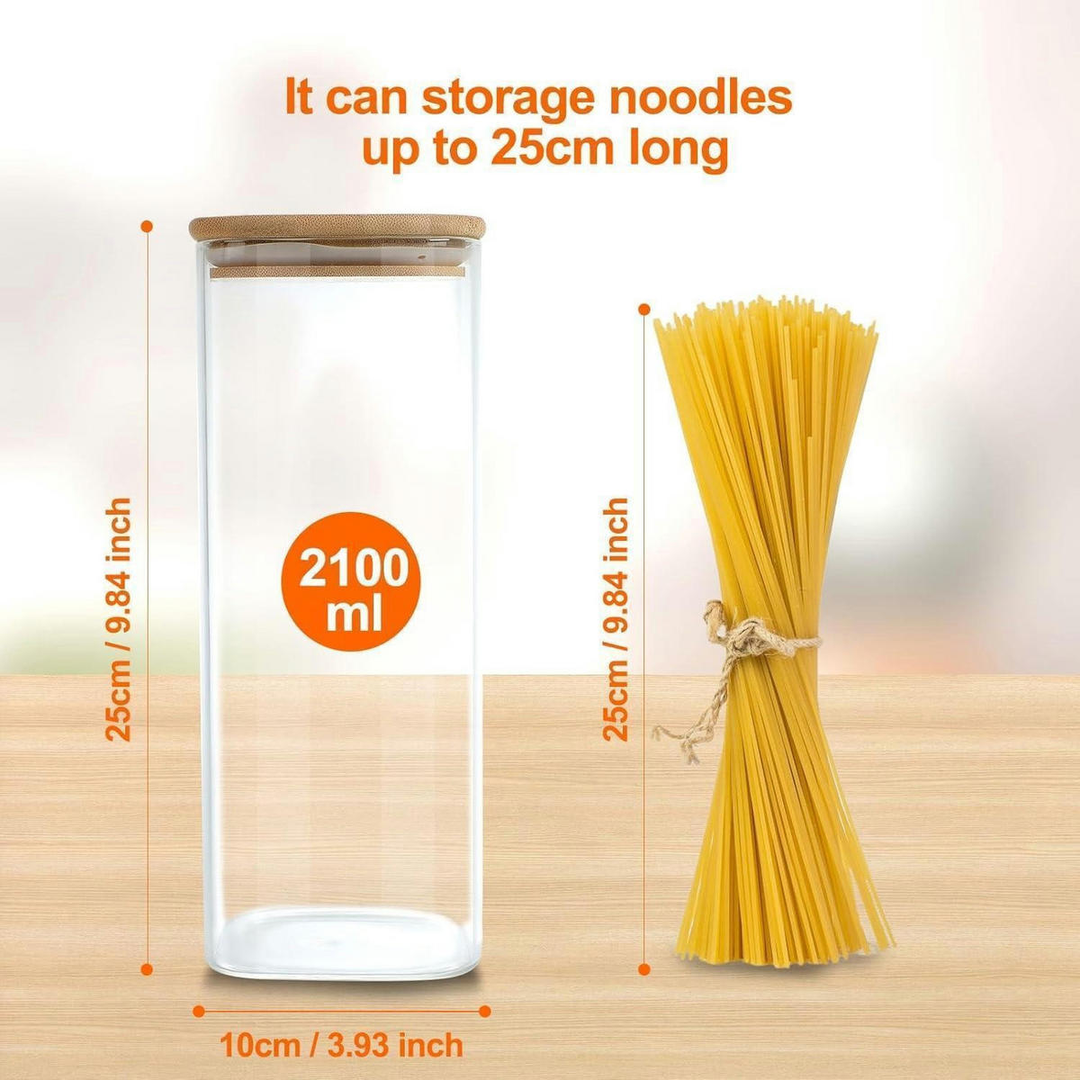 VORRATSGLÄSER 2er Set 2200ml Glas mit Bambusdeckel - Multicolor, Glas (10/10/26cm)