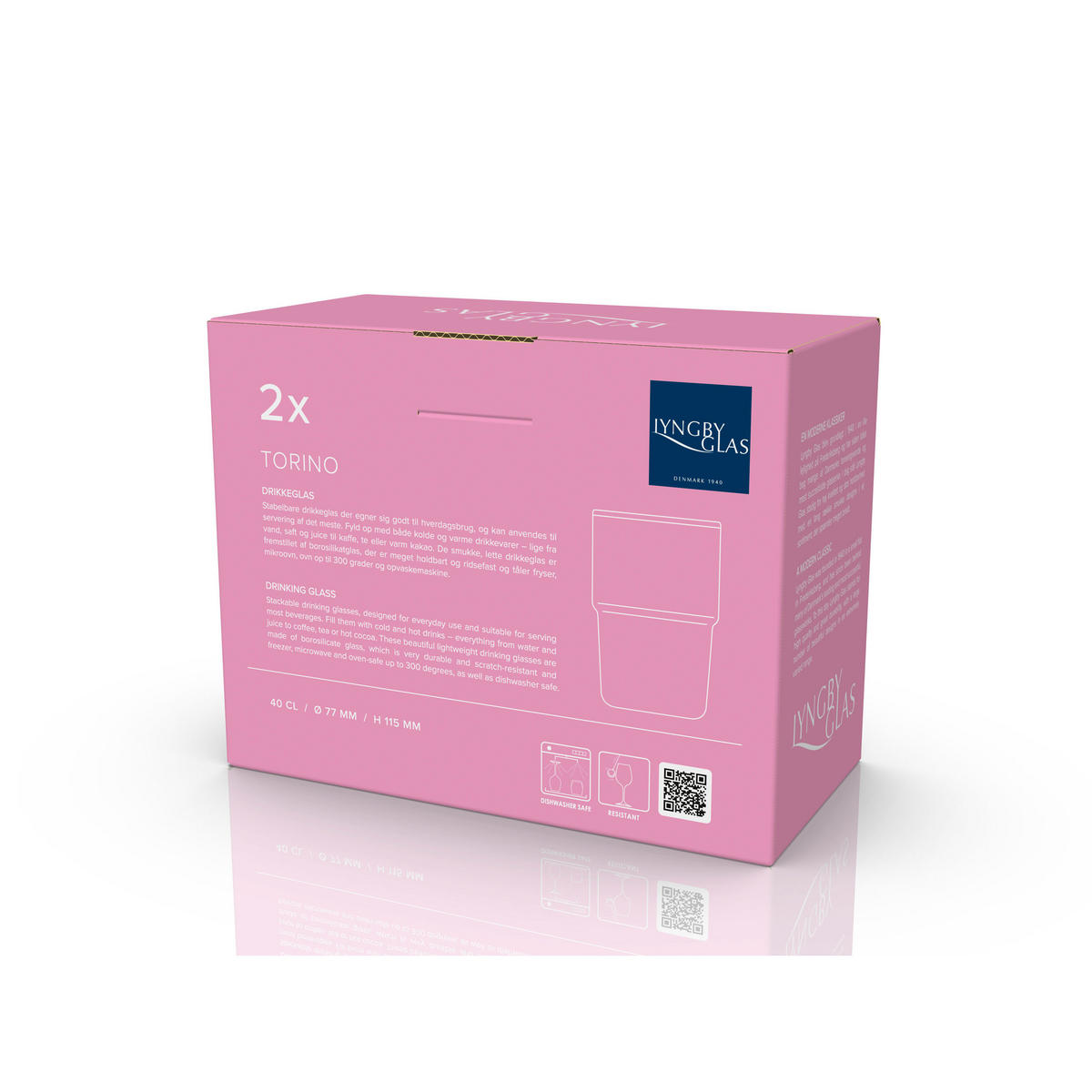 TRINKGLAS Torino 2er Set, Glas, Pink, 400 ml - Pink, Glas (0.4L) - Lyngby Glas