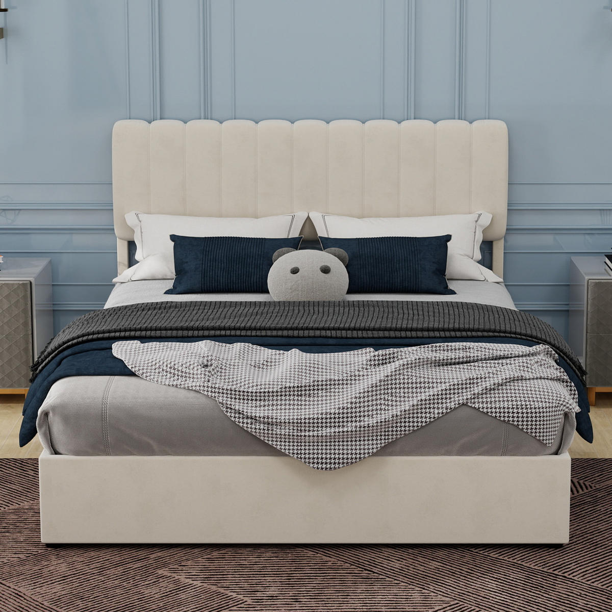 POLSTERBETT 160x200 cm Stauraum hydraulisch beige - Beige, Textil (160/200cm) - LEBENLANG