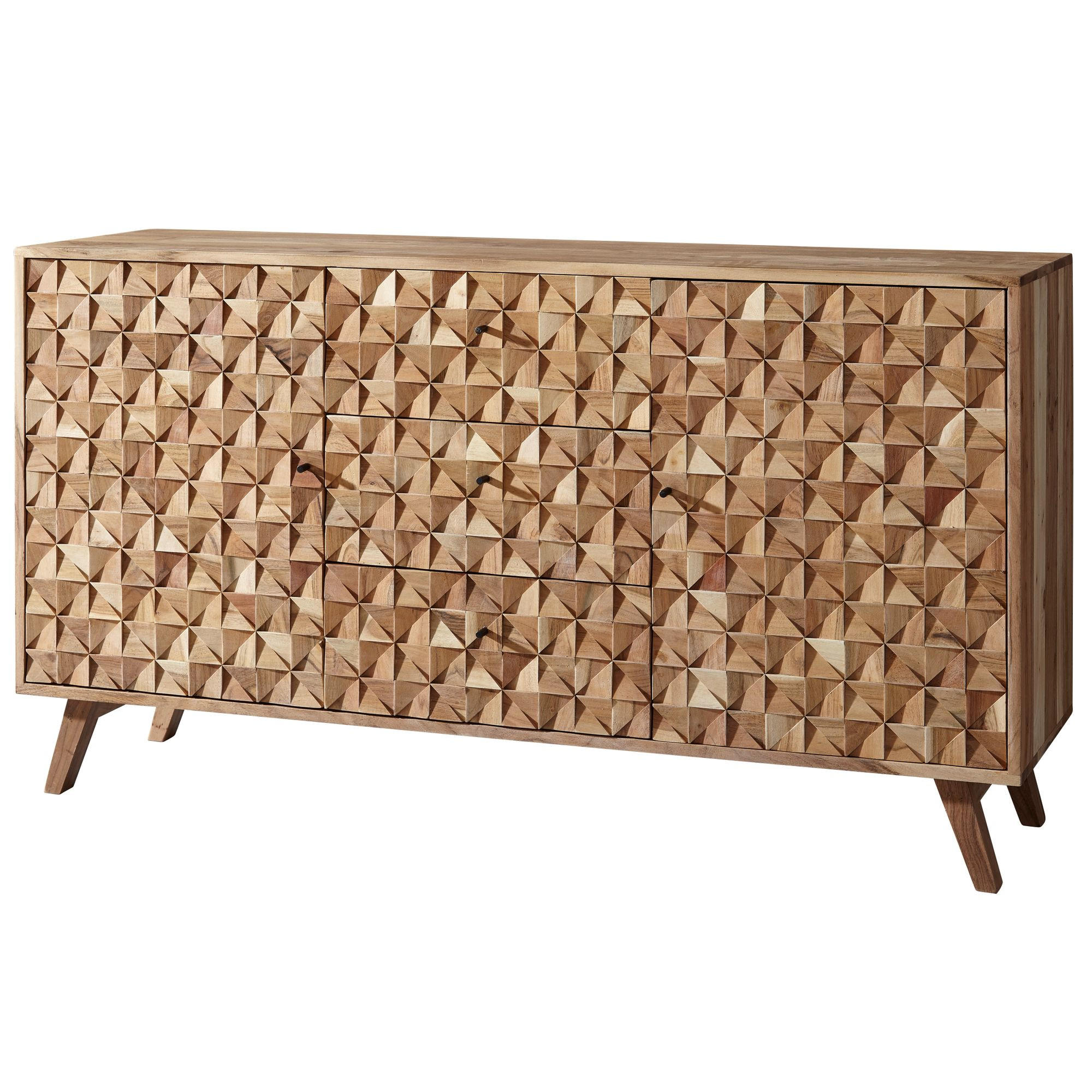 SIDEBOARD – ALME, Akazie Massivholz, 140x78,5x40 cm, Landhausstil, 3 Schubladen, 2 Türen - Braun, Akazienholz/Holz (140/79/40cm) - KADIMA DESIGN