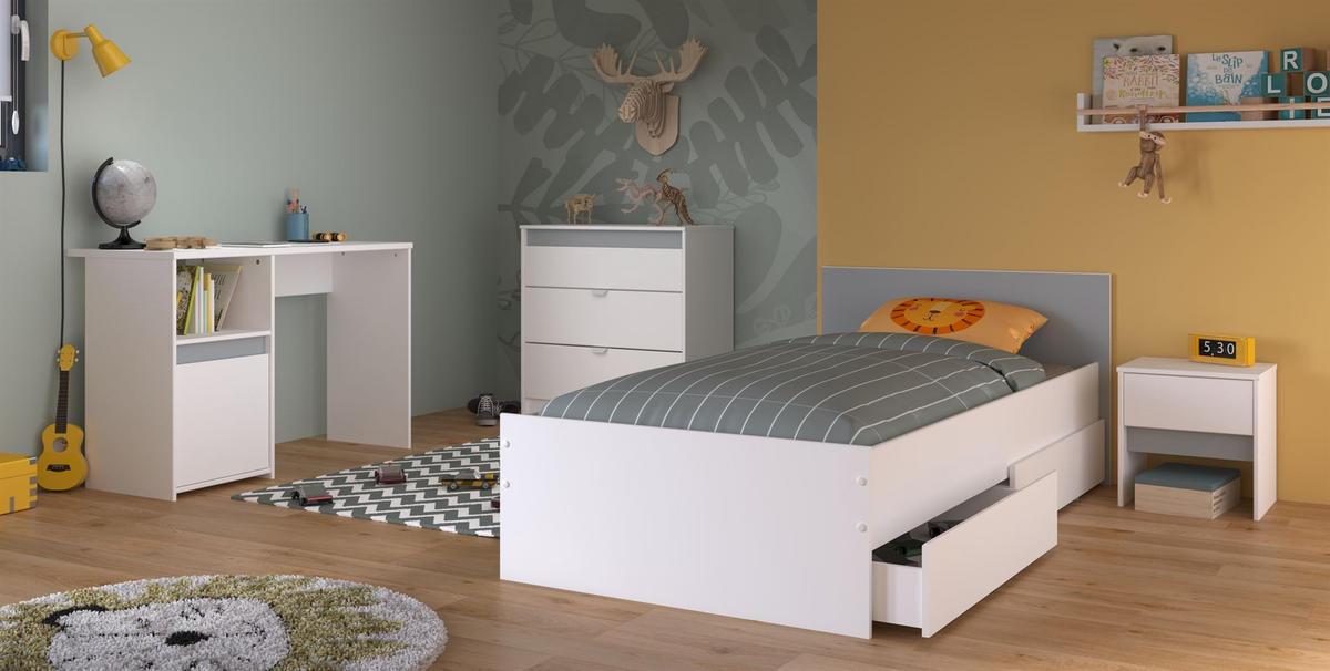 KINDERZIMMER-SET 5-tlg. Parisot Pirouette 25 Holzdekor Weiß - Weiß, Kunststoff (100/1/200cm) - 58aufmkessel