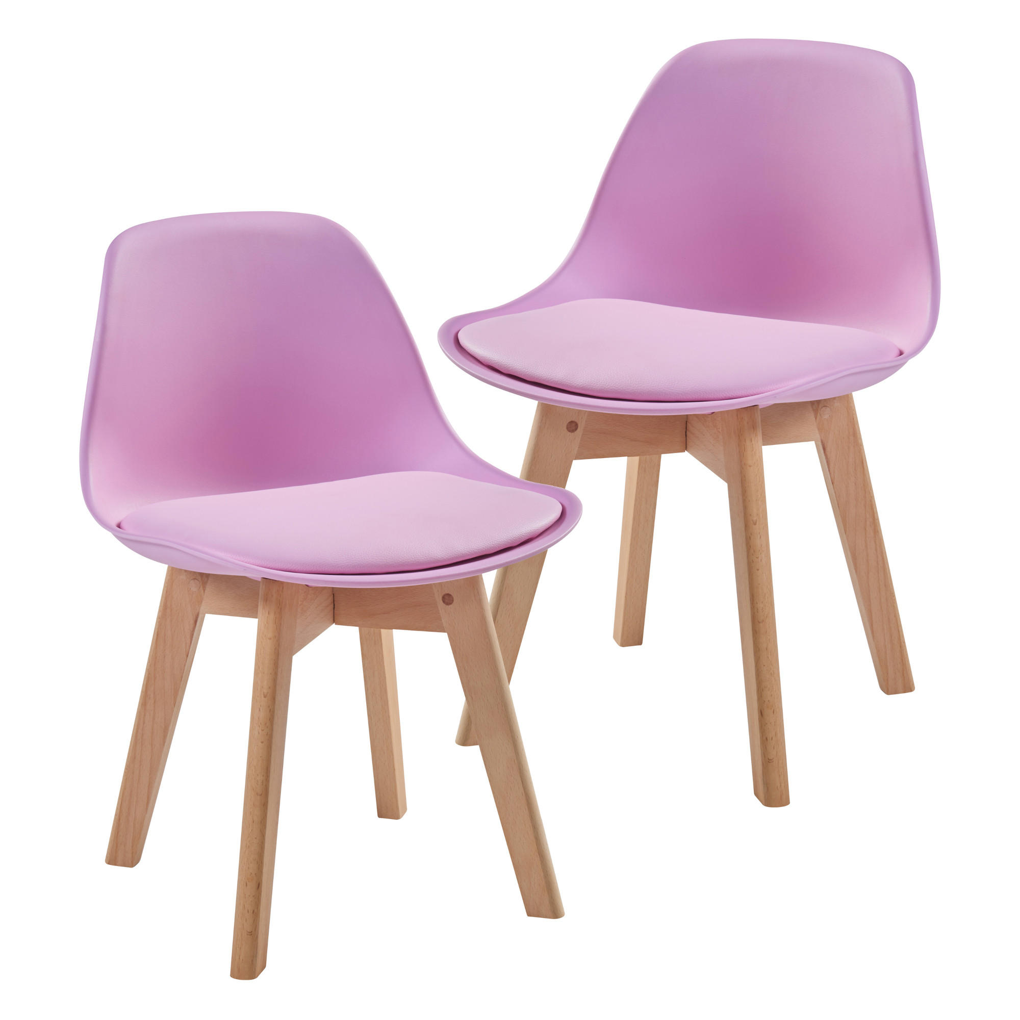 KINDERSTUHL Elvdal - Pink/Naturfarben, Holz/Kunststoff (38/56/33cm) - [en.casa]