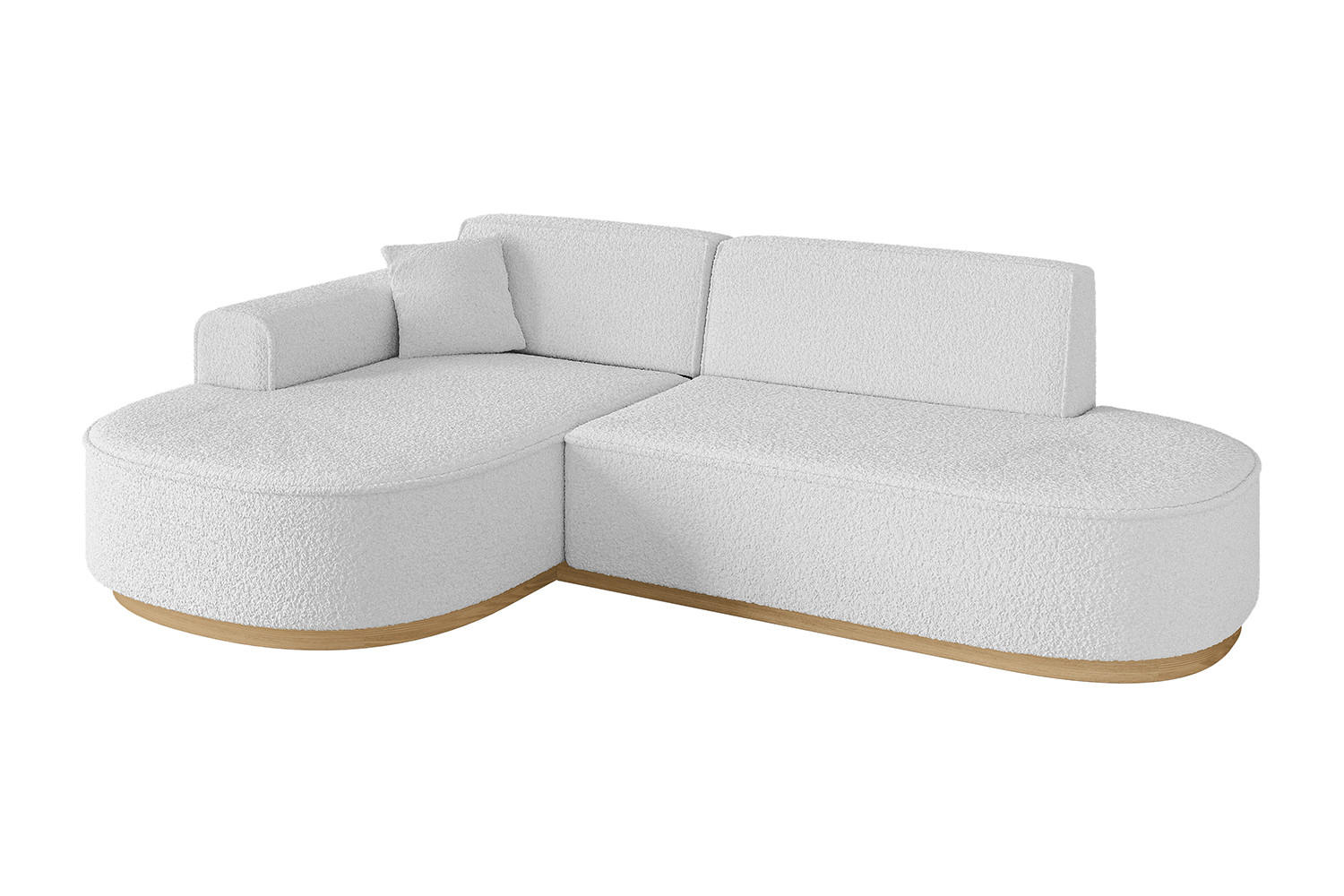 ECKSOFA Ottomane Links MARI-L1-v2 - 243x171x83 cm Weiß Bouclé - Weiß, Holzwerkstoff/Textil (243/171cm) - ALTDECOR