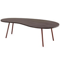 COUCHTISCH Retro-Stil mit Nierenform, Massivholz, Metallbeine, pflegeleichte Tischplatte, Beige 122x63x36 cm - Beige/Braun, Holz/Metall (63/122/36cm) - KADIMA DESIGN