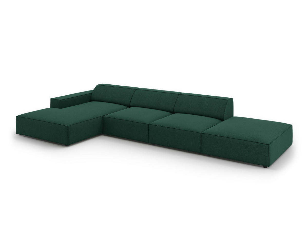 ECKSOFA links Jodie aus strukturiertem Stoff grün 5 Sitzplätze - Grün, Textil (166/341cm) - Micadoni