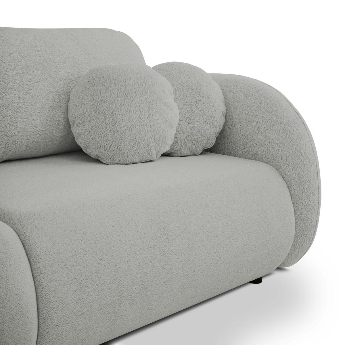 SOFA LOOP Schlaffunktion & Bettkasten PUR-Schaum Schwarze Kunststofffüße skandinavischer Stil lose Rückenkissen freistehend 234x112x86 cm Grey - Grau, Holz/Textil (234/86/112cm) - DomoHome