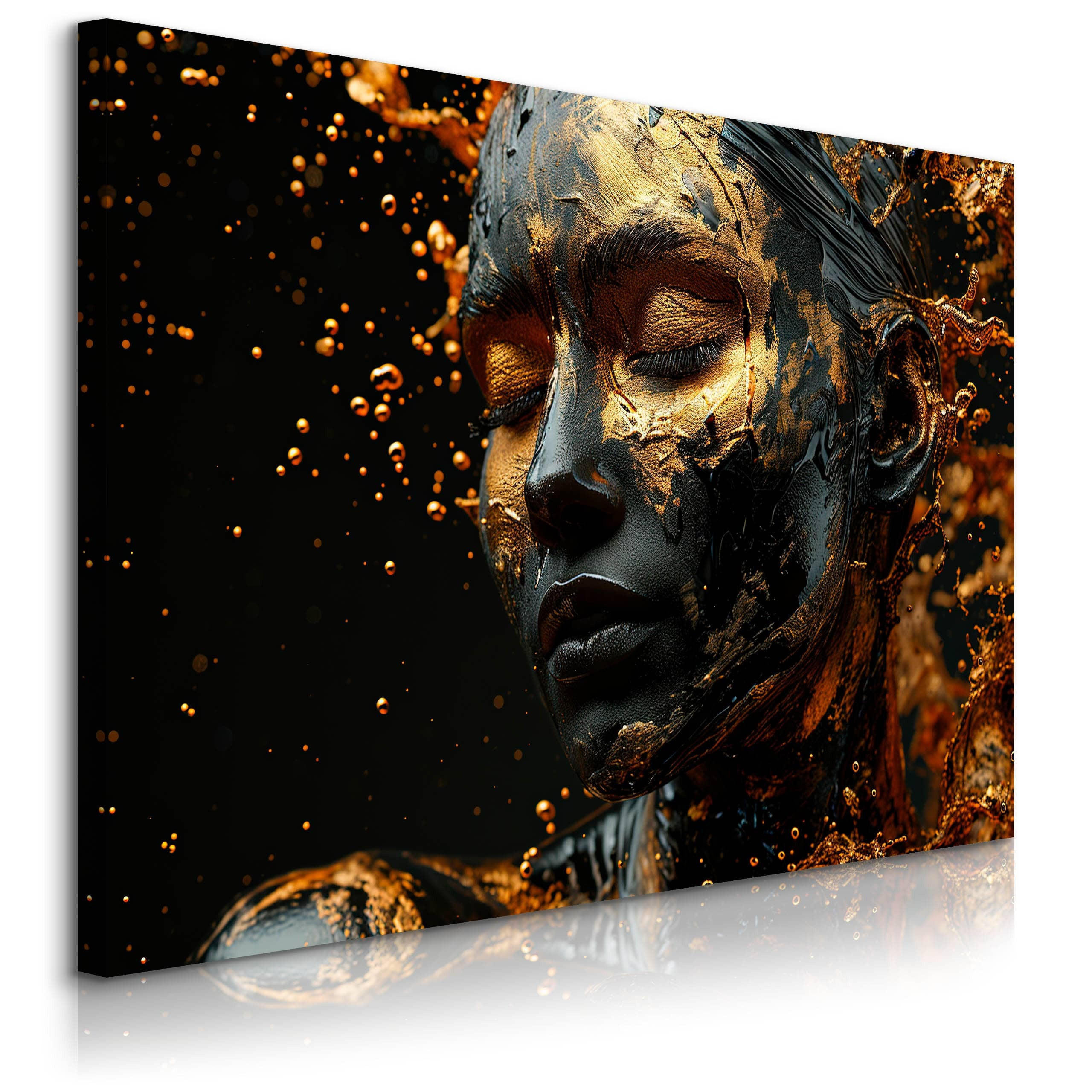 LEINWANDBILD für Wohnzimmer Porträt Frau Abstraktion Glamour 3D 120cm x 80cm - Beige/Schwarz, Textil (120/80cm) - Muralo