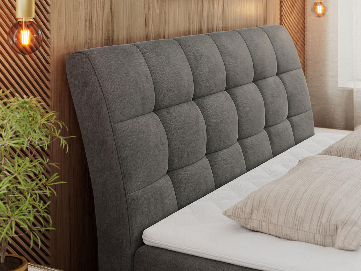 BOXBETT DIEGOS 200/200 Dunkelgrau Velvet - H3 - Dunkelgrau, Holz/Textil (200/200cm) - MKS