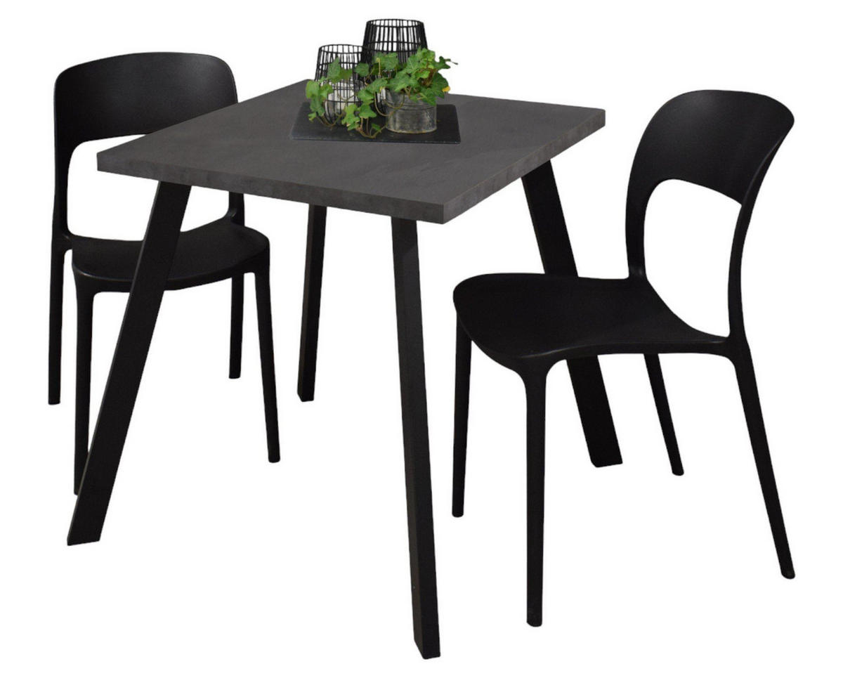 BISTROTISCH Eirene 70x70x75 schwarz matt/graphit - Graphitfarben, Metall (70/70/75cm) - 58aufmkessel