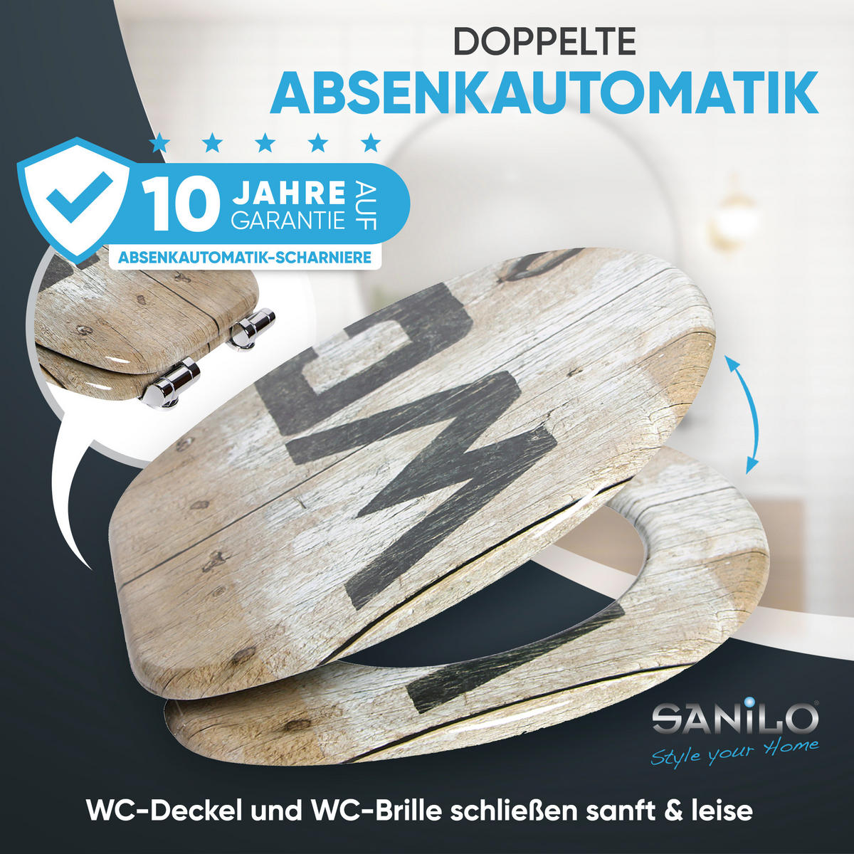 WC-SITZ mit Absenkautomatik Old Style - Braun, Holzwerkstoff (38/6/47cm) - Sanilo