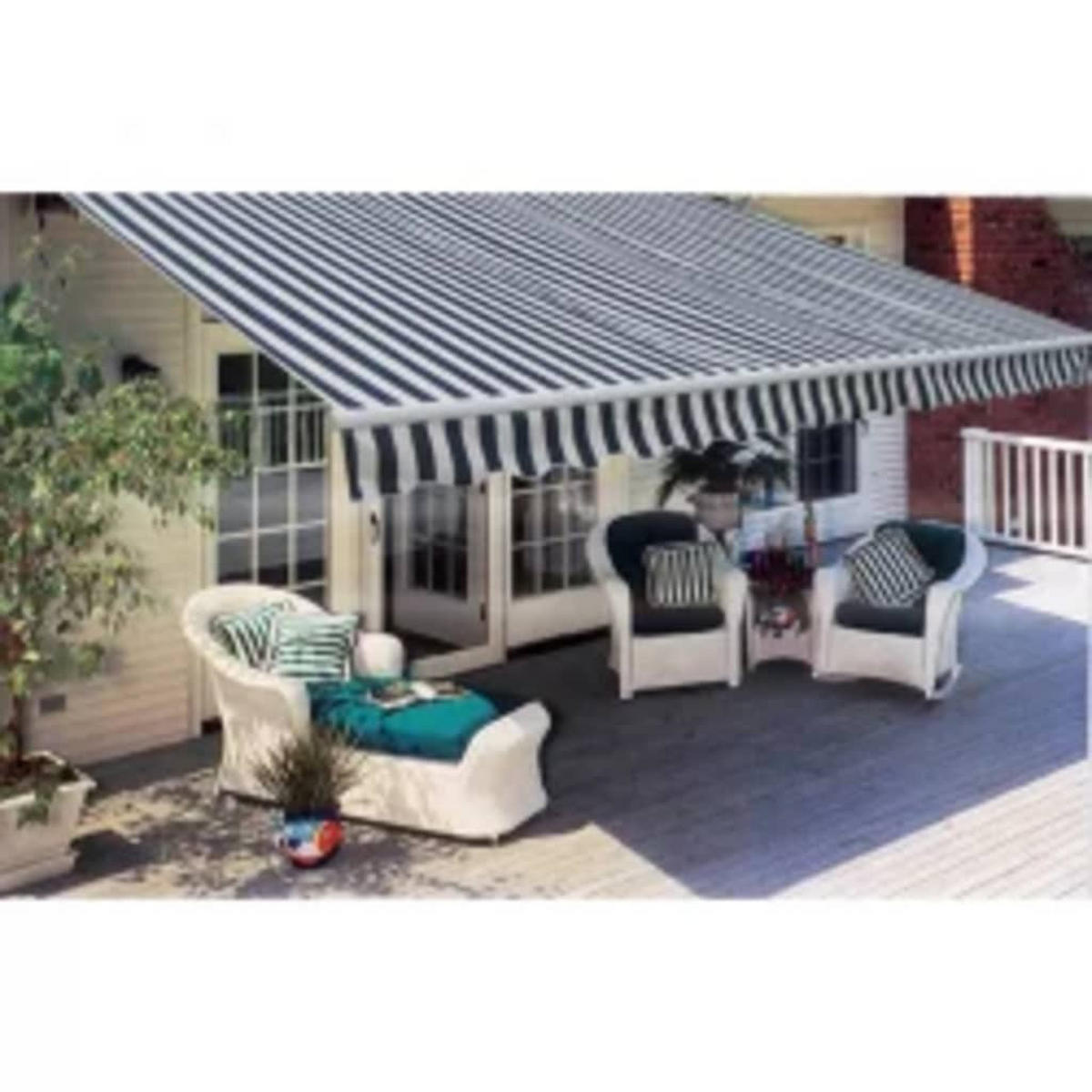 GELENKARMMARKISE Motorisiert 600 cm Blau/Weiß - Blau, Textil (3/1/6cm) - furnicato