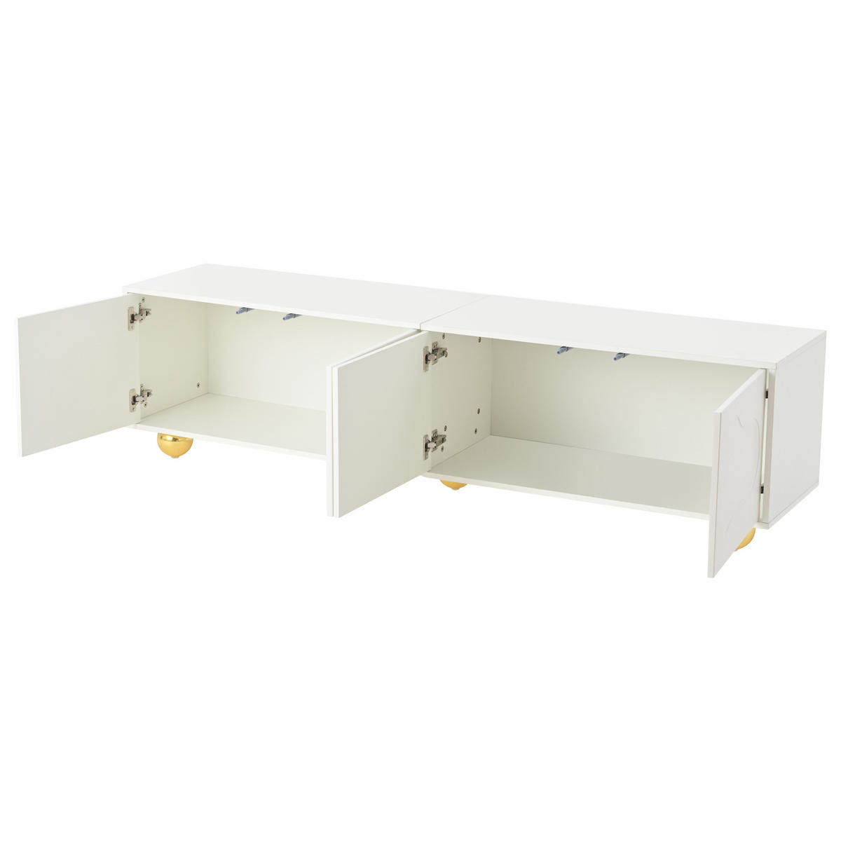 TV-LOWBOARD Lowboard Weiß Wolkenform 4 Türen für 75-Zoll TV 180cm - Weiß, Holzwerkstoff (180/45/40cm) - Urban Meuble