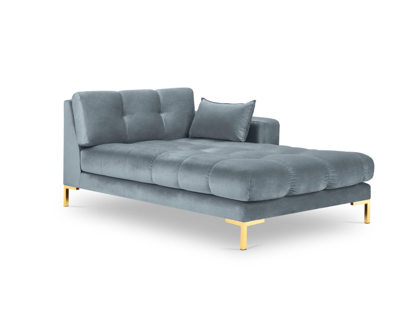CHAISELONGUE rechts Mamaia aus Samt hellblau - Hellblau, Textil (102/75/185cm) - Micadoni