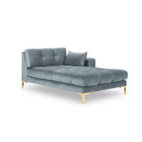 CHAISELONGUE rechts Mamaia aus Samt hellblau - Hellblau, Textil (102/75/185cm) - Micadoni