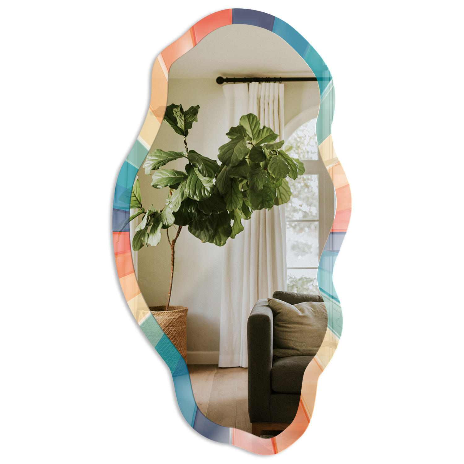 SPIEGEL 90x45 cm asymmetrisch mit Druck - Die Energie der Farbe - Transparent, Glas (45/90/0.4cm) - TULUP