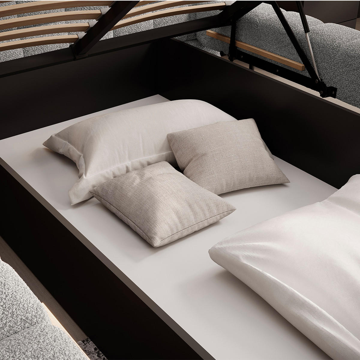 BOXSPRING POSTEL 180/200 Ezio Grey - šedá, dřevo (180/200cm) - Petits-meubles