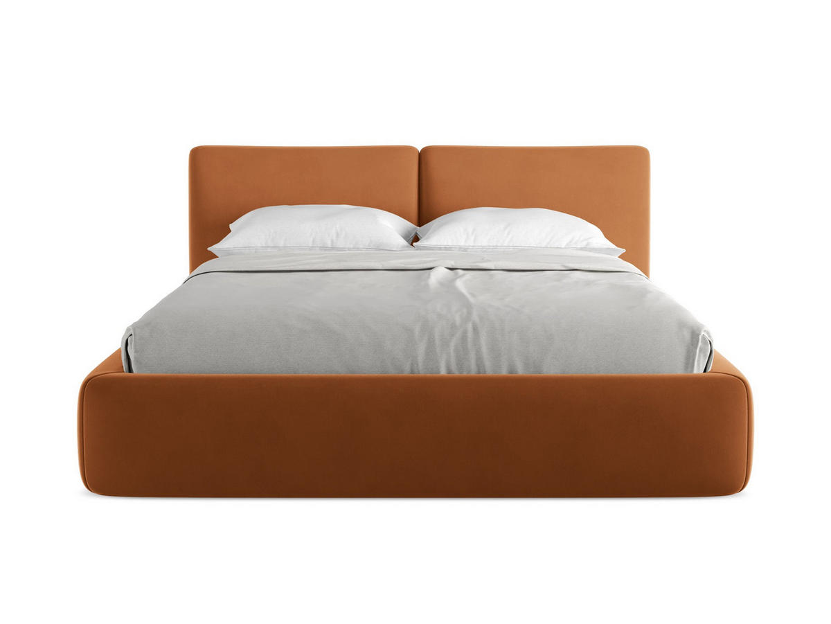 POLSTERBETT mit Bettkasten und Lattenrost 180x228 Orange - Terracotta/Schwarz, Kunststoff/Textil (160/200cm) - Makamii