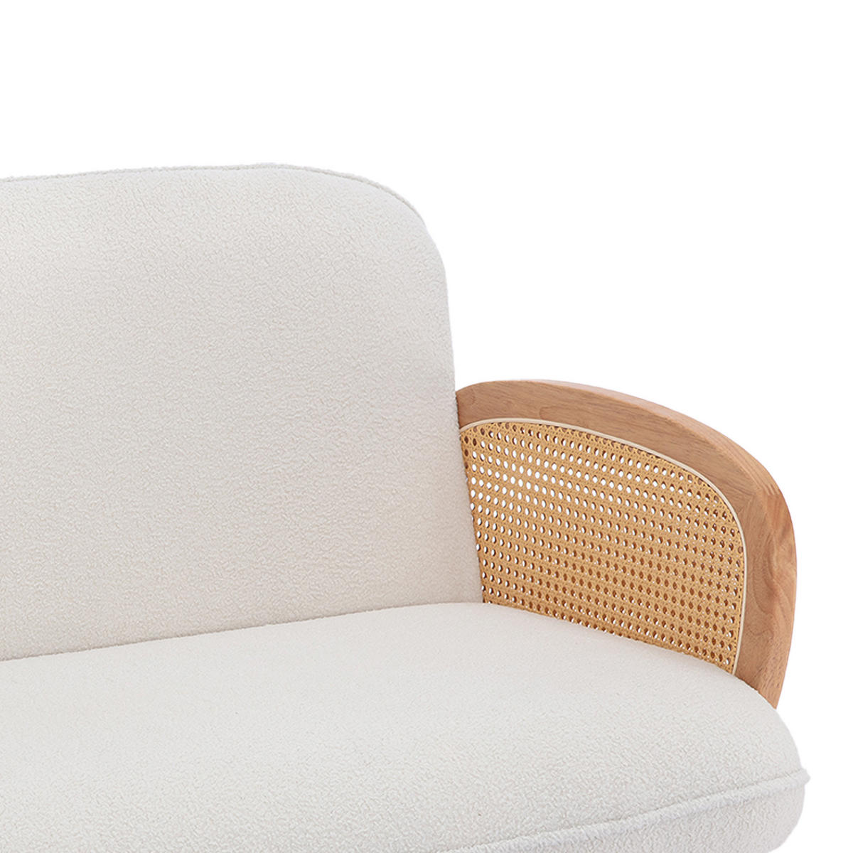 2-SITZER-SOFA Rosi Böhmisches in Cannage und weißem Frottee - Weiß/Akaziefarben, Holz/Holzwerkstoff (125/83/79cm) - Sicaan