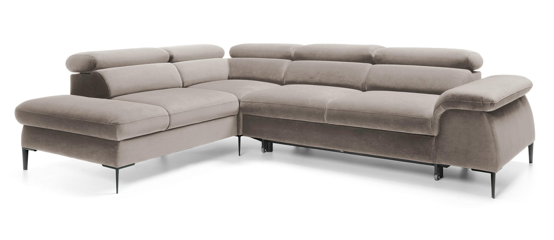 SCHLAFSOFA 280 cm Amaro L mit verstellbaren Kopfstützen, Links, Dunkelbeige - Cappuccino, Holz (280/214cm) - Emporius