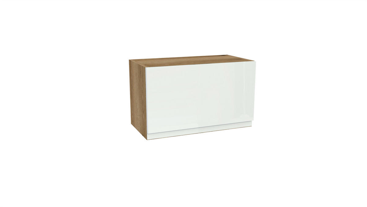 KÜCHENZEILE 200 cm mit Arbeitsplatte - SIMPLY Z13 - in Weiß Hochglanz / Eiche - Weiß Hochglanz/Braun, Holz/Holzwerkstoff (200/212/53cm)