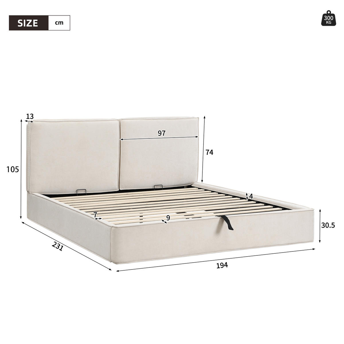 POLSTERBETT 180/200 cm in Beige Chenille mit Bettkasten - Beige, Holzwerkstoff/Textil (180/200cm) - WISHDOR